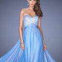 La Femme Periwinkle Strapless Prom Dress Photo 0