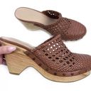 Veronica Beard NEW  Hardie Woven Leather Clogs Hazelwood Brown 8 Boho Earthy Photo 1