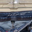 INC  Straight Leg Cropped Leopard Print Patched Raw Hem Denim Blue Jeans Size 10 Photo 5