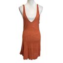 Free People  Slipping Away Mini Dress Ginger Spice V Neck Knit Womens Size L New Photo 8