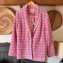 Isaac Mizrahi New Pink tweed  live! Novelty Tweed One Button Blazer Blazer Photo 0