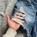 Good American  Ultra High Rise Destroyed Distressed Denim Mini Booty Shorts 28 Photo 2