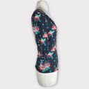 Kirra  | Floral 3/4 Sleeve Multi-Colored Exposed Zipper Accent Top Medium Photo 2