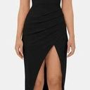 Halara  Cloudful Ruched Split Crisscross Bodycon Midi Dress‎ Black NWT S Photo 0