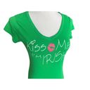 Miley Cyrus Womens  BCBG MaxAzira Kiss Me I’m Irish V Neck Tee Shirt - Sz L Photo 1