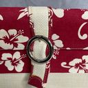 Source Unknown Red Floral Tropical Handbag with Straw Rattan Bottom Lining Medium‎ Sized Photo 1