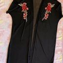 Windsor Black Rose Embroidered Sheer Back Kimono Photo 6