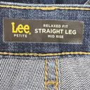 Lee  Size 12 Petite Relaxed Fit Straight Leg Midrise Dark Blue Jeans 5 Pockets Photo 10