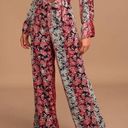 Lulus Happier Now Black Multi Floral Print Wide-Leg Pants Photo 0