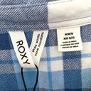 Roxy NWT  Both Ways Cropped Plaid Button Down Shirt Blue Size M Photo 5