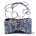 Relleciga  Leopard Print Adjustable Back Lace Up Bandeau Bikini Swim Top Photo 2