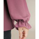 Bloomchic  Plain Lantern Sleeve Ruffle Trim Mock Neck Mauve Blouse 22 24 3X NWT Photo 5