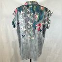 Hummingbird Flutter cap sleeve vneck honeysuckle and  print top size XXL Photo 3