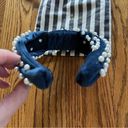 Lele Sadoughi Like New!  Navy Blue Velvet Headband with Pearls Photo 4