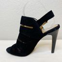 Isola  Black Strappy Suede Peep Toe Heel Sandals Size 9.5 Womens Photo 1