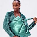 Victoria's Secret  Puffer Tote Metallic Teal Green Quilted Bag Blue Green NEW Photo 2