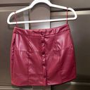 Akaiv Maroon Leather Mini Skirt Photo 0