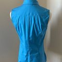 Akris EUC  Sleeveless Collared Cotton Blouse‎ Women S Concealed front Blue Photo 4