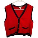 Talbots Vintage  Sweater Vest Red Navy Photo 0