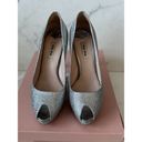 Miu Miu  Silver Glitter Platform Peeptoe Heel Sz 39/9 Photo 4