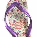 Havaianas Top  𑁍 Flower Print Flip Flops 𑁍 Brazilian Beach Sandals 𑁍 Purple Photo 1