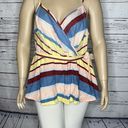 Modcloth  NWT Size 1X Striped Surplice V-Neck Peplum Linen Blend Tank Top w/ Belt Photo 2