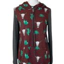 12PM by Mon Ami  Cactus Pullover Hoodie Gray Burgundy Green Size Large Photo 0