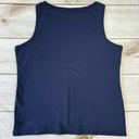 Chico's Chico’s Navy Blue 100% Cotton Boat Neck Tank Top Size 2/Large Photo 1