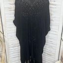 BCBGMAXAZRIA  Women's M L Drue Pointelle Sheer Lace Fringe Poncho Black Boho Goth Photo 12