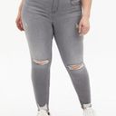 Torrid  Bombshell Skinny Super Soft High-Rise Destructed Jean Light Gray, 16R Photo 7