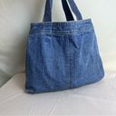 Reworked Vintage Denim Jeans Large Tote Bag Zip Pockets Casual Y2K Boho Retro Photo 3