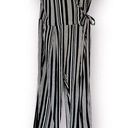 Derek Heart  Plus 1X Black White Faux Wrap Tie Waist Jumpsuit Stripe Stretch Photo 0