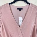 J.Crew  Soft Pink V Neck Long Sleeve Faux wrap Top in Drapey Velvet Photo 2