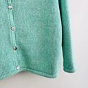 L.L.Bean  Turqouise Blue Thick Knit Luxury Button Down Cardigan Sweater ~ Sz Large Photo 4