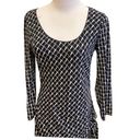 Max Studio Geometric Dress Faux Wrap Black White Tan 8 Office Photo 1