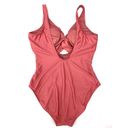 DKNY  COMPACT CORAL Peek-a-Boo Twist One-Piece Swimsuit 16 NWT Photo 2