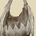 Big Buddha  awesome bag! Cream and brown chevron design with fringe and sparkle Photo 1