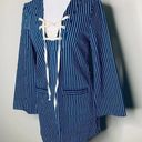 Alice McCALL Mini Lily Lyric Dress 4 Blue & White Denim Pinstripe Lace Up Neck Photo 6