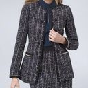 White House | Black Market  Faux Pearl-Trim Tweed Topper Black Navy Ivory Size XS Photo 0