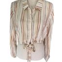 l*space L* Play It Cool Wrap Crop Top in Cream and Tan Women's Size XL Photo 3