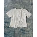 Chaser NWT!  White Ruffle Lettuce Hem Open Wrap Back Short Sleeve Top Medium Photo 1