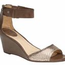 Frye  Brown Leather‎ Metallic Wedge Zip Up Backs Sandals Ankle Strap Size 7.5M Photo 0