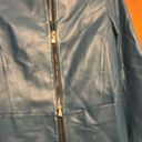 Anne Klein  Women's Leather Zip Front Jacket Dark Teal Green Size 6 Mid-Length Photo 1