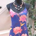 fab'rik  Women's Blue Floral 100% Polyester Scoop Neck Sleeveless Top Blouse Small Photo 0