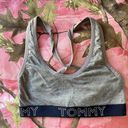 Tommy Hilfiger  grey navy cross back cotton sports bra sparkly silver logo Photo 4