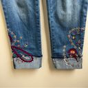 White House | Black Market  Jeans Women's Cuffed Embroidered Slim Crop WHBM Size 4 Photo 3