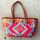 Patricia Nash Ribeira Straw Tote Spanish Market Sequins Tan Multi Photo 0