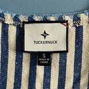 Tuckernuck  Sullivan Mini Blue Stripe Embroidered Canvas Caftan Dress Photo 8