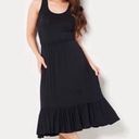 Jason Wu J  Scoop Neck Black Knit Ruffle Midi Dress With Pockets Small MSRP $65 Photo 0