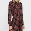 ALLSAINTS  Tala Red Check Plaid Asymmetric Hem Button Shirt Dress XS Photo 7